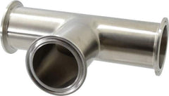VNE - 2", Clamp Style, Sanitary Stainless Steel Pipe Tee - Tube OD Connection, Grade 304 - Industrial Tool & Supply