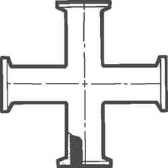 VNE - 4", Clamp Style, Sanitary Stainless Steel Pipe Cross - Tube OD Connection, Grade 316/316L - Industrial Tool & Supply