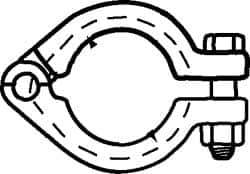 VNE - 2-1/2", E-Line Style, Sanitary Stainless Steel Pipe Unpolished Clamp with Bolt - Tube OD Connection, Grade 304 - Industrial Tool & Supply