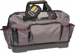 Stanley - 16 Pocket Black & Gray Polyester Tool Bag - 9-1/4" Wide x 19-1/4" Deep x 12-3/4" High - Industrial Tool & Supply