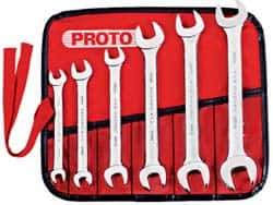 Proto - 6 Piece, 8mm x 9mm to 18mm x 19mm, Open End Wrench Set - Metric Measurement Standard, Satin Finish, Comes in Nylon Roll - Industrial Tool & Supply