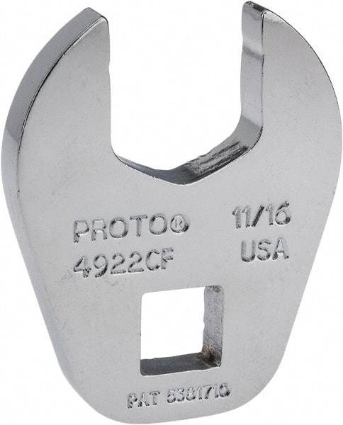 Proto - 11/16" 3/8" Drive Chrome Open End Crowfoot Wrench - 1.54" Head Diam x 1/4" Head Thickness - Industrial Tool & Supply