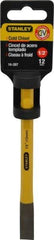 Stanley - 6" OAL x 1/2" Blade Width Cold Chisel - 1/2" Tip, 3/8" Stock, Chrome Vanadium Steel Handle - Industrial Tool & Supply