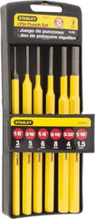 Stanley - 6 Piece, 1/16 to 5/16", Pin Punch Set - Hex Shank, Comes in Plastic Case - Industrial Tool & Supply