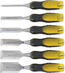 Stanley - 6 Piece Wood Chisel Set - 9" OAL, Bi-Material, Sizes Included 1/4 to 1-1/2" - Industrial Tool & Supply