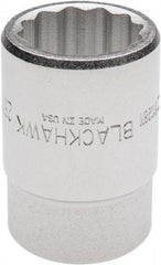 Blackhawk by Proto - 3/4" Drive, Standard Hand Socket - 12 Points, 2-13/64" OAL, Alloy Steel, Black Finish - Industrial Tool & Supply