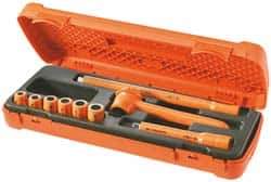 Facom - 9 Piece 3/8" Drive Socket Set - 12 Points, 8mm to 14mm Range, Metric Measurement Standard - Industrial Tool & Supply