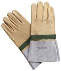 Facom - Size L (9), 11-13/16" Long, Silicone Leather Protector - 1,000 AC Max Use Voltage, Tan/Gray, Wear Over Latex Insulating Gloves - Industrial Tool & Supply