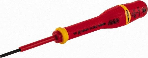 Facom - 150mm OAL Standard Slotted Screwdriver - 100mm Blade Length, Round Shank, Ergonomic Handle - Industrial Tool & Supply