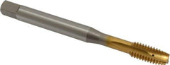 OSG - 5/16-18 UNC, 3 Flute, TiN Finish, Vanadium High Speed Steel Spiral Point Tap - Plug Chamfer, Right Hand Thread, 90mm OAL, 1-1/8" Thread Length, 0.318" Shank Diam, 2B Class of Fit, Series 260 - Exact Industrial Supply