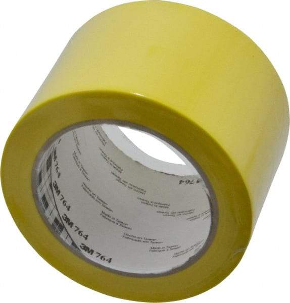 3M - Yellow Solid Color Vinyl Tape - 3" Wide x 108' Long x 0.005" Thick, General Traffic - Industrial Tool & Supply