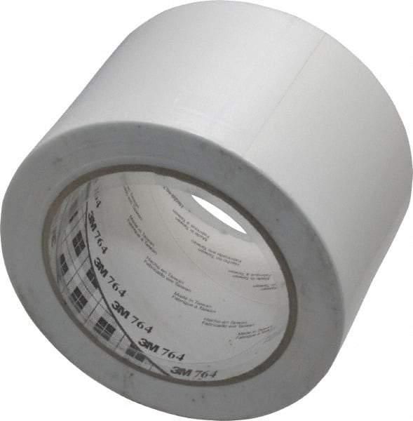 3M - White Solid Color Vinyl Tape - 3" Wide x 108' Long x 0.005" Thick, General Traffic - Industrial Tool & Supply
