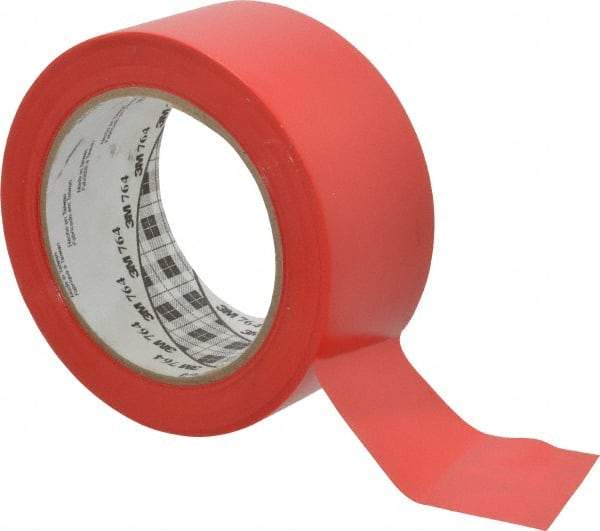 3M - Red Solid Color Vinyl Tape - 2" Wide x 108' Long x 0.005" Thick, General Traffic - Industrial Tool & Supply