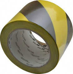 3M - Black & Yellow Striped Vinyl Tape - 3" Wide x 108' Long x 0.005" Thick, General Traffic - Industrial Tool & Supply