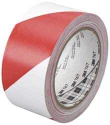 3M - Red & White Striped Vinyl Tape - 2" Wide x 108' Long x 0.005" Thick, General Traffic - Industrial Tool & Supply