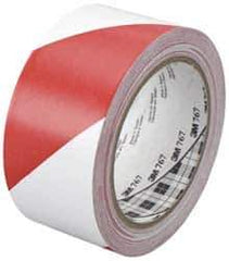 3M - Red & White Striped Vinyl Tape - 2" Wide x 108' Long x 0.005" Thick, General Traffic - Industrial Tool & Supply