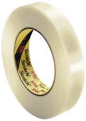 3M - 24mm x 55m Clear Rubber Adhesive Strapping Tape - Hot Melt Synthetic Rubber Resin Backing, 6.6 mil Thick, 380 Lb Tensile Strength, Series 898 - Industrial Tool & Supply