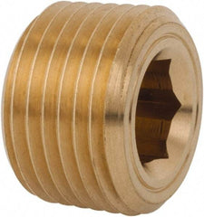 Legris - 1/2 Male Thread, Brass Industrial Pipe Hollow Hex Plug - MBSPT, 3,626 psi - Industrial Tool & Supply