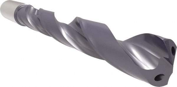 Allied Machine and Engineering - 3/4" 140° Solid Carbide Jobber Drill - Bright Finish, Right Hand Cut, Spiral Flute, Straight Shank, 7-7/8" OAL, Standard Point - Industrial Tool & Supply
