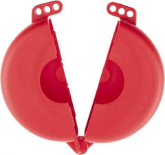 NMC - 5 to 6-1/2 Inch Valve Handle Size, Polypropylene Rotating Gate Valve Wheel Lockout - 3/8 Inch Max Shackle Diameter, Red - Industrial Tool & Supply