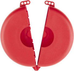 NMC - 6-1/2 to 10 Inch Valve Handle Size, Polypropylene Rotating Gate Valve Wheel Lockout - 3/8 Inch Max Shackle Diameter, Red - Industrial Tool & Supply