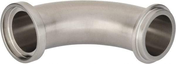 VNE - 1-1/2", E-Line Style, Sanitary Stainless Steel Pipe 90° Elbow - Male x Female Connection, Grade 304 - Industrial Tool & Supply