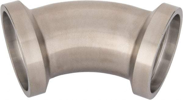 VNE - 2", E-Line Style, Sanitary Stainless Steel Pipe 45° Elbow - Female x Female Connection, Grade 304 - Industrial Tool & Supply