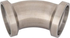 VNE - 2", E-Line Style, Sanitary Stainless Steel Pipe 45° Elbow - Female x Female Connection, Grade 304 - Industrial Tool & Supply