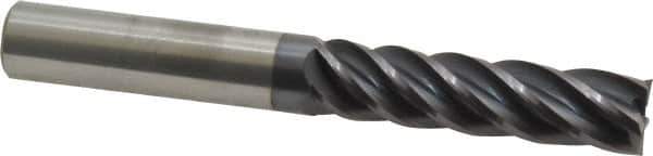 Accupro - 1/2", 2" LOC, 1/2" Shank Diam, 4" OAL, 5 Flute, Solid Carbide Square End Mill - Single End, AlTiN Finish, Spiral Flute, Variable° Helix, Centercutting, Right Hand Cut, Right Hand Flute - Industrial Tool & Supply
