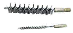 Value Collection - 4-1/2" Diam Helical Steel Tube Brush - 0.016" Filament Diam, 4-1/4" Brush Length, 7-1/2" OAL, 1/2-12 Male Shank - Industrial Tool & Supply