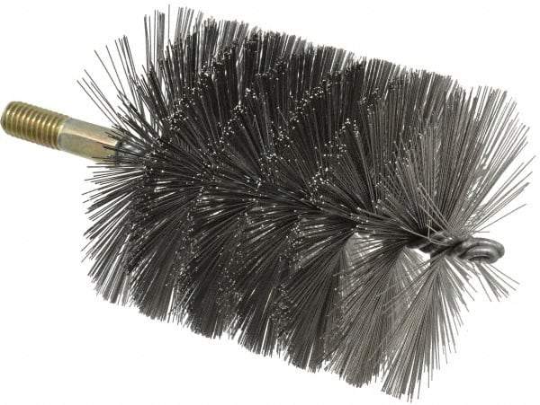 Value Collection - 4" Diam Helical Steel Tube Brush - 0.016" Filament Diam, 4-1/4" Brush Length, 7-1/2" OAL, 1/2-12 Male Shank - Industrial Tool & Supply