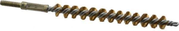 Value Collection - 3/8" Diam Helical Brass Tube Brush - 0.005" Filament Diam, 3-1/8" Brush Length, 5-1/8" OAL, 3/16-24 Male Shank - Industrial Tool & Supply