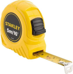 Stanley - 16' x 3/4" Yellow Blade Tape Measure - 1/32 & 1/16" & 1mm Graduation, Inch/Metric Graduation Style, Yellow Case - Industrial Tool & Supply