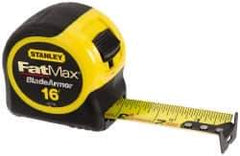 Stanley - 16' x 1-1/4" Yellow Blade Tape Measure - 1/16" Graduation, Inch Graduation Style, Yellow/Black Case - Industrial Tool & Supply