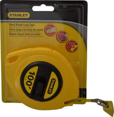 Stanley - 100' x 3/8" Yellow Blade Tape Measure - 1/8" Graduation, Inch Graduation Style, Yellow Case - Industrial Tool & Supply
