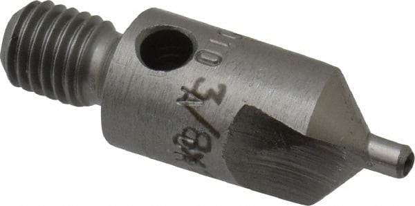 Made in USA - 1-1/8" OAL, 3/8" Head Diam, 2 Flute, 100° Incl Angle, Integral Pilot, Adjustable Stop Countersink - Industrial Tool & Supply