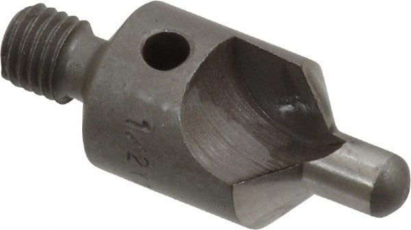 Made in USA - 2-1/2" OAL, 1/2" Head Diam, 2 Flute, 100° Incl Angle, Integral Pilot, Adjustable Stop Countersink - Industrial Tool & Supply