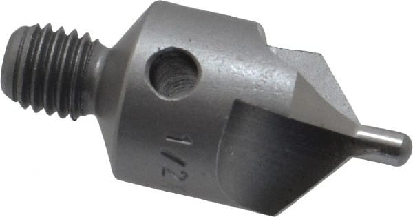 Made in USA - 1-1/8" OAL, 1/2" Head Diam, 3 Flute, 100° Incl Angle, Integral Pilot, Adjustable Stop Countersink - Industrial Tool & Supply