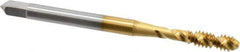 OSG - #6-32 UNC 2 Flute 2B Bottoming Spiral Flute Tap - High Speed Steel, TiN Finish, 2" OAL, Right Hand Flute, Right Hand Thread - Exact Industrial Supply