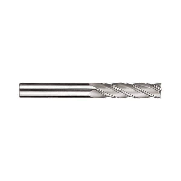 SGS - 5/16", 1-1/8" LOC, 5/16" Shank Diam, 3" OAL, 4 Flute, Solid Carbide Square End Mill - Single End, TiN Finish, Spiral Flute, 30° Helix, Centercutting, Right Hand Cut, Right Hand Flute, Series 1L - Industrial Tool & Supply