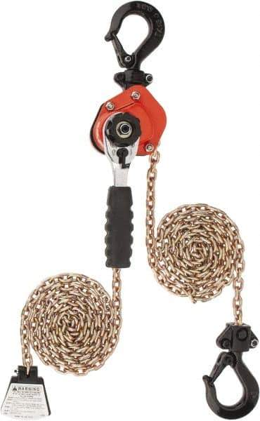 CM - 1,100 Lb Lifting Capacity, 10' Lift Height, Mini-Ratchet Lever Hoist - Made from Chain, 56 Lb Avg Pull to Lift Rated Load, 1 Chain - Industrial Tool & Supply