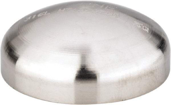 VNE - 1", Unpolished Style, Sanitary Stainless Steel Pipe End Cap - Butt Weld Connection, Grade 316L - Industrial Tool & Supply