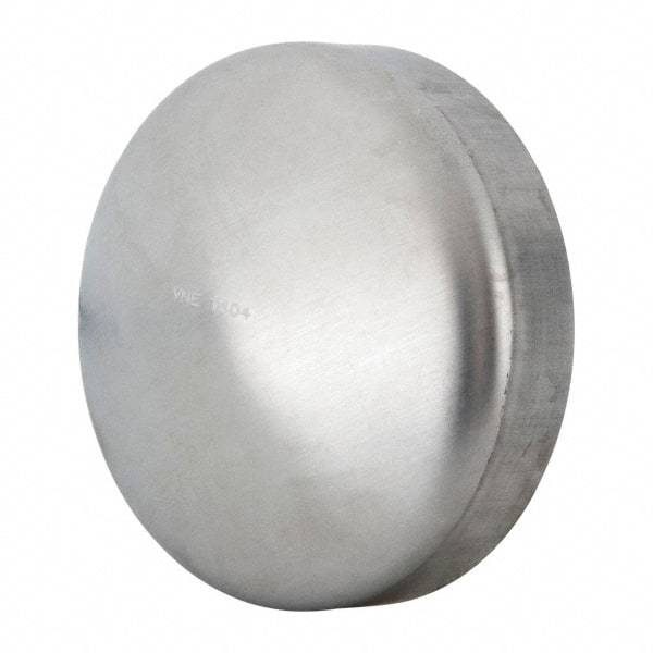VNE - 4", Unpolished Style, Sanitary Stainless Steel Pipe End Cap - Butt Weld Connection, Grade 304 - Industrial Tool & Supply