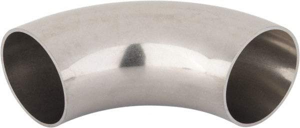 VNE - 2", Unpolished Style, Sanitary Stainless Steel Pipe 90° Elbow - Butt Weld x Butt Weld Connection, Grade 316L - Industrial Tool & Supply