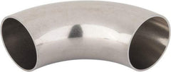 VNE - 2", Unpolished Style, Sanitary Stainless Steel Pipe 90° Elbow - Butt Weld x Butt Weld Connection, Grade 316L - Industrial Tool & Supply