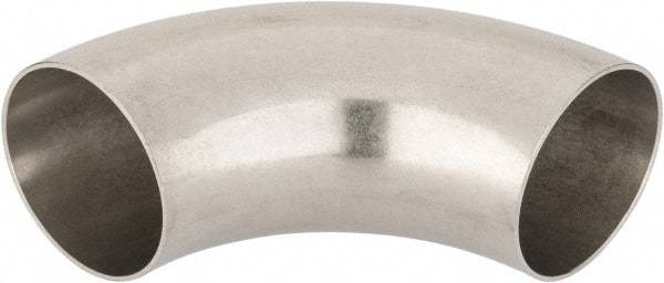 VNE - 2-1/2", Unpolished Style, Sanitary Stainless Steel Pipe 90° Elbow - Butt Weld x Butt Weld Connection, Grade 316L - Industrial Tool & Supply