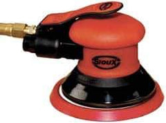 Sioux Tools - 12,000 OPM, 13 CFM Air Consumption, Palm Air Orbital Sander - Round Pad, 1/4 NPT Inlet - Industrial Tool & Supply