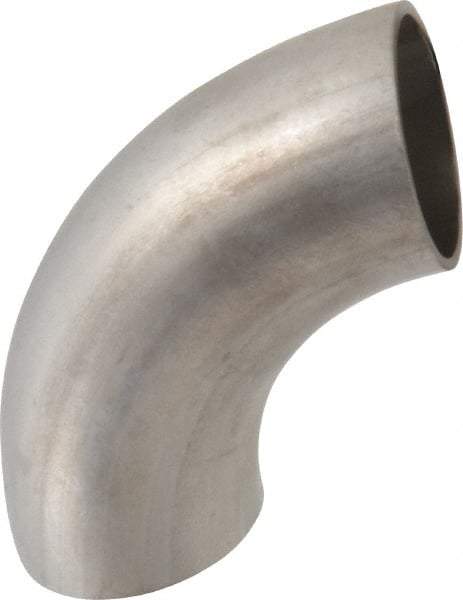 VNE - 1-1/4", Unpolished Style, Sanitary Stainless Steel Pipe 90° Elbow - Butt Weld x Butt Weld Connection, Grade 304 - Industrial Tool & Supply