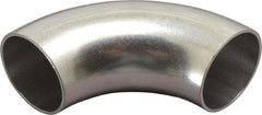 VNE - 1-1/2", Unpolished Style, Sanitary Stainless Steel Pipe 90° Elbow - Butt Weld x Butt Weld Connection, Grade 304 - Industrial Tool & Supply