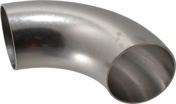 VNE - 2-1/2", Unpolished Style, Sanitary Stainless Steel Pipe 90° Elbow - Butt Weld x Butt Weld Connection, Grade 304 - Industrial Tool & Supply